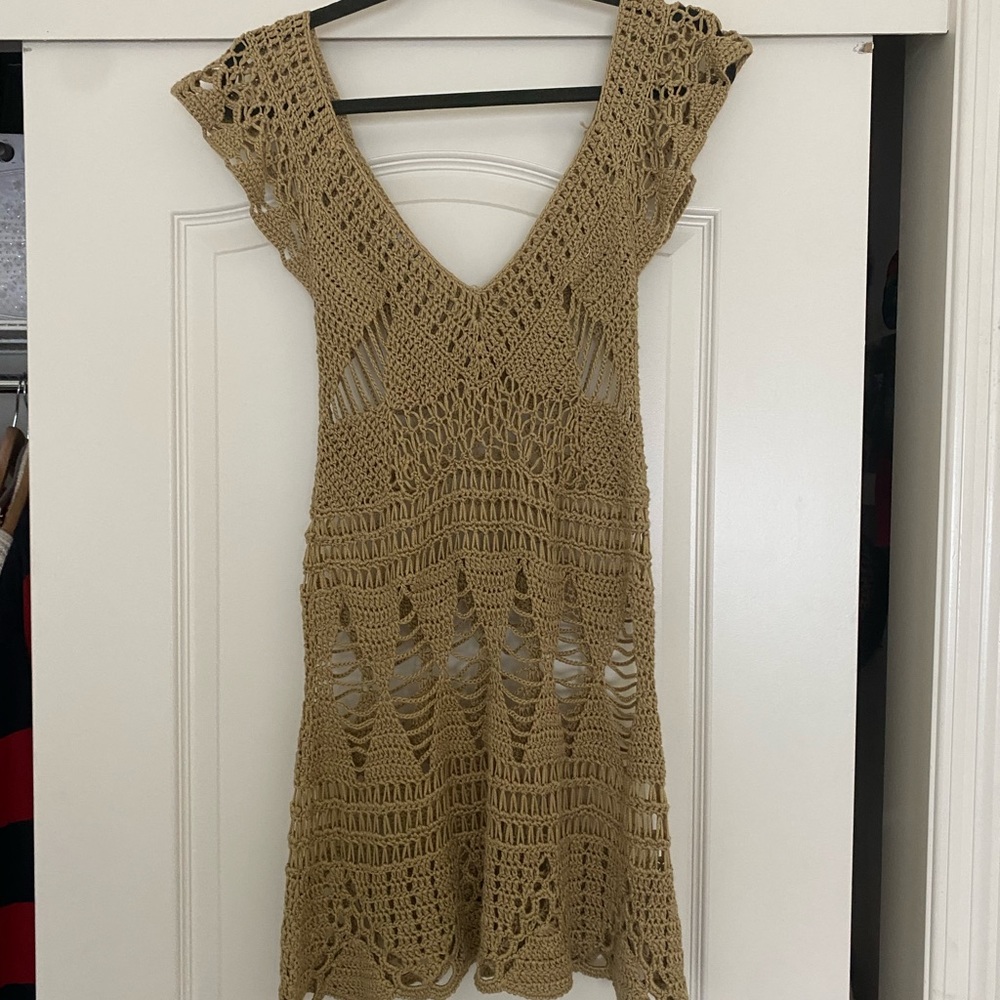 Brown crochet coverup/dress